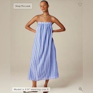 JCrew Floaty midi dress in striped cotton voile blue size XS